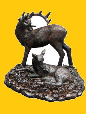 Stone Resin Deer Family of Three Deer Daddy Buck, Mommy Doe and Baby Fawn 14092